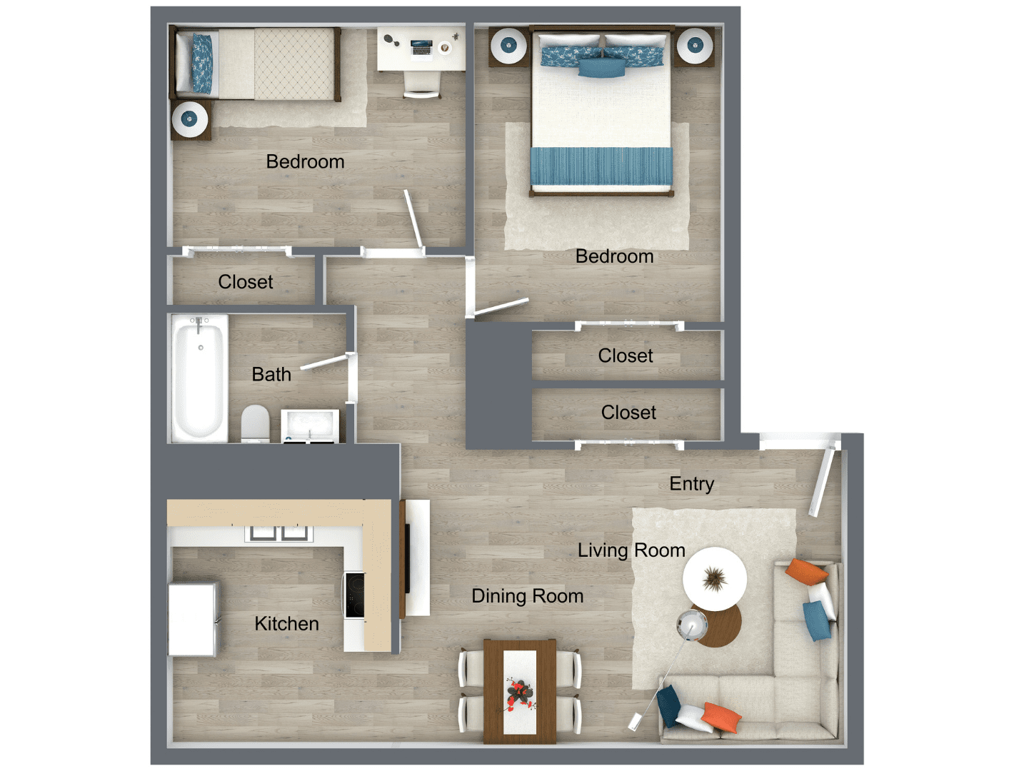 Windham Hills Floor Plan Apartment A 1 Bedroom 1 Bathroom at Weinberg Village II